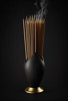 Fragrant Chinese Incense Sticks on Dark Background photo