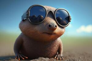 Illustration of funny cool mole with sunglasses photo