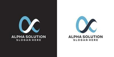 minimalistic alpha solution logo design vector