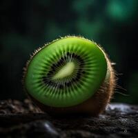 Avocado on Green Background. photo