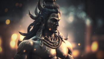 Shiva, the Lord of Destruction and Renewal Majestic Portrait of the Hindu God AI generated photo