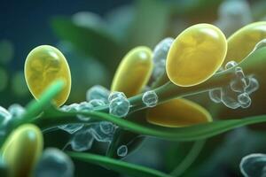 Colorful 3D illustration depicting the chemical process of starch synthesis in plants photo