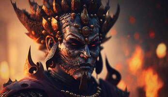 el poderoso ravana un maravilloso retrato de el mítico indio demonio Rey ai generado foto