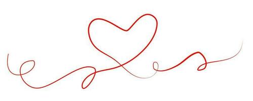 Love Heart Line Tangled Drawing. vector