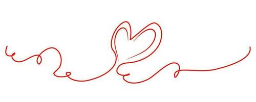 Love Heart Line Tangled Drawing. vector