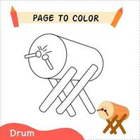 página educación niños para color tambor vector