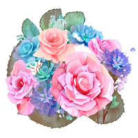 bouquet de fleurs dessin, aquarelle fleurs généré ai png