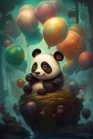 Panda's Dreamland A Cute Little Panda in a World of Magic and Wonder photo