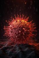 Exploring the Intricacies of Cellular Life A Mesmerizing 3D Illustration Showcasing the Microscopic World of Cancer Cells photo