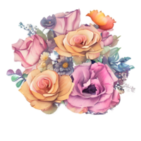 Bouquet Of Flowers Drawing, Watercolor Flowers png