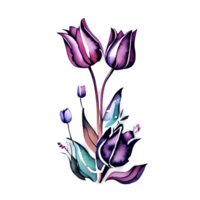 Aquarell Jahrgang Tulpen mit Blumen- Design generiert ai png