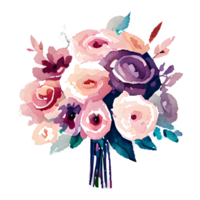 Strauß von Blumen Zeichnung, Aquarell Blumen generiert ai png