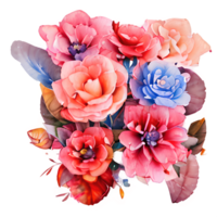 Strauß von Blumen Zeichnung, Aquarell Blumen generiert ai png