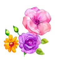 Bouquet Of Flowers Drawing, Watercolor Flowers png