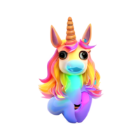 carino unicorno arcobaleno colorato generato ai png