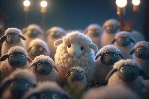 Flock of Funny Fluffy Little Sheep A Cute Sheep Herd Image photo