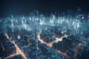 Energy-Positive City Futuristic Metropolis Powered by Buildings AI generated photo
