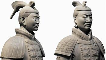 Isolated Terracotta Army Soldiers on White Background photo