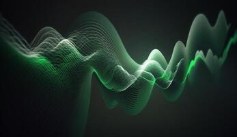 Green Frequency Waves on Dark Background, Abstract Artwork photo