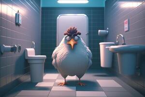 Furious Chicken in Public Restroom photo