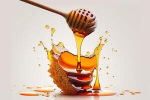 Illustration honey dipper with dripping honey closeup beekeeper AI generated photo