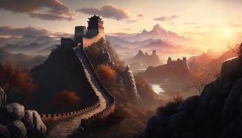 Serene Sunset over the Chinese Wall with Majestic View photo