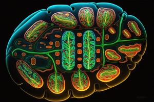 bacterias virus mitocondrias electrón microscopio aumento ai generado foto