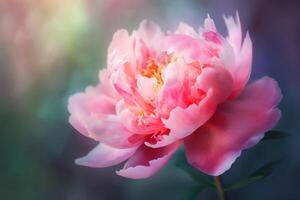 Close-up Watercolor Painting of a Pink Flowering Perennial Plant photo