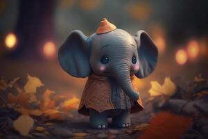 Adorable little elephant in a spooky Halloween costume photo