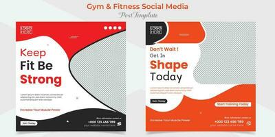 gym zone fitness square flyer post banner and social media post template design package vector