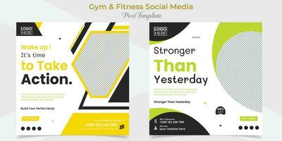 gym workout square flyer post banner and social media post template design package vector