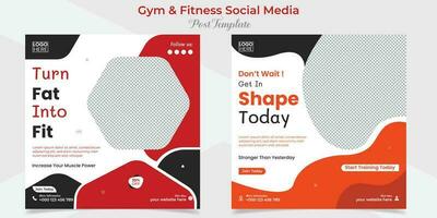 gym zone fitness square flyer post banner and social media post template design package vector