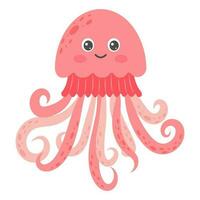 Cartoon jellyfish. Sea animal. Vector illustration.