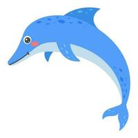 Cartoon dolphin. Sea animal.  Vector illustration.