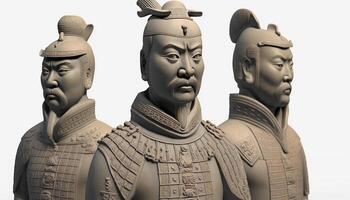 Isolated Terracotta Army Soldiers on White Background photo