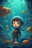 Beneath the Waves A Little Boy's Adventure in a Magical Underwater World photo