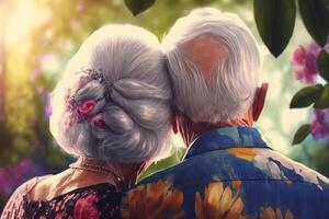 Soulmates Embracing in Old Age A Love that Withstood the Test of Time photo