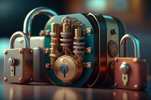 Intertwined Security Locks in Abstract 3D Rendering photo