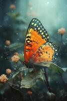 mariposas en floraciones un abstraído dibujo en calentar colores ai generado foto