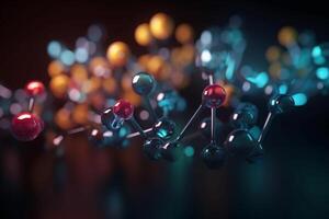 Colorful 3D illustration depicting the microscopic process of polymerization photo