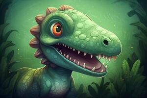 Whimsical and Colorful Comic Art The Playful Adventures of Spinosaurus in a Vibrant World photo