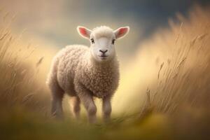 Cheerful Little Lamb with a Big Smile on its Face photo