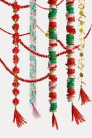 Vibrant Chinese Paper Garland Decoration on White Background photo