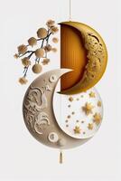 Chinese Moon Festival Decoration on White Background photo