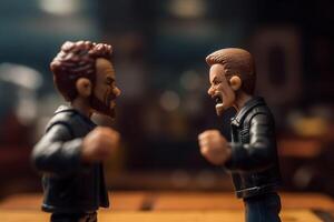 Realistic 3D Rendering of Two Male Cartoon Characters Arguing with Each Other photo