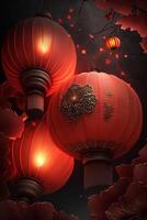 Enchanting Chinese New Year Celebration with Red Lanterns Illuminating the Night photo