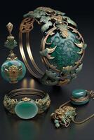 Elegant Treasures Traditional Chinese Jade Jewelry Pieces photo