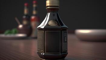 Rich and Flavorful Chinese Soy Sauce on Dark Background photo