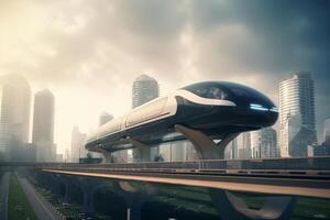 The Future City of Magnetic Levitation High-Tech and Eco-Friendly Transportation photo