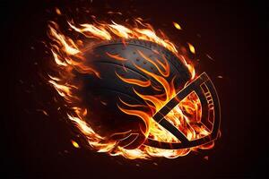 burning american football in flames Illustration photo